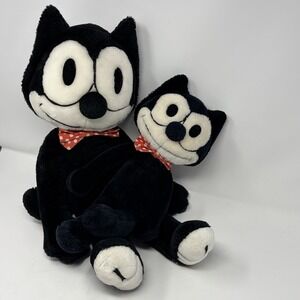 Vintage 1982 Felix the Cat Plush Set 15" & 22" Determined Productions Tags